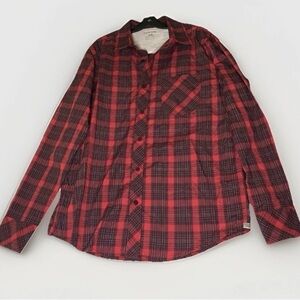 Toad & Co Horny‎ Toad Organic Cotton M Red Plaid Long Sleeve Button Up Shirt